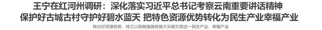 王宁在红河州调研：深化落实习近平总书记考察云南重要讲话精神 保护好古城古村守护好碧水蓝天 把特色资源优势转化为民生产业幸福产业