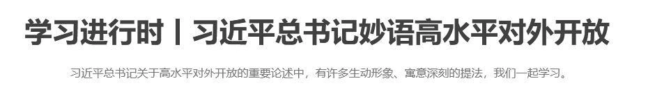 学习进行时丨习近平总书记妙语高水平对外开放